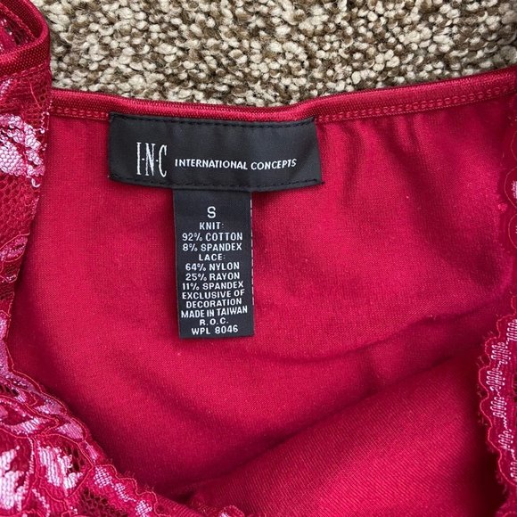 INC Cotton/Spandex /Lace camisole - Cerise Pink - Picture 3 of 8